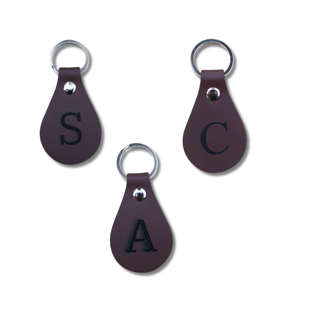 Custom Monogrammed Leather Circle Key Chain