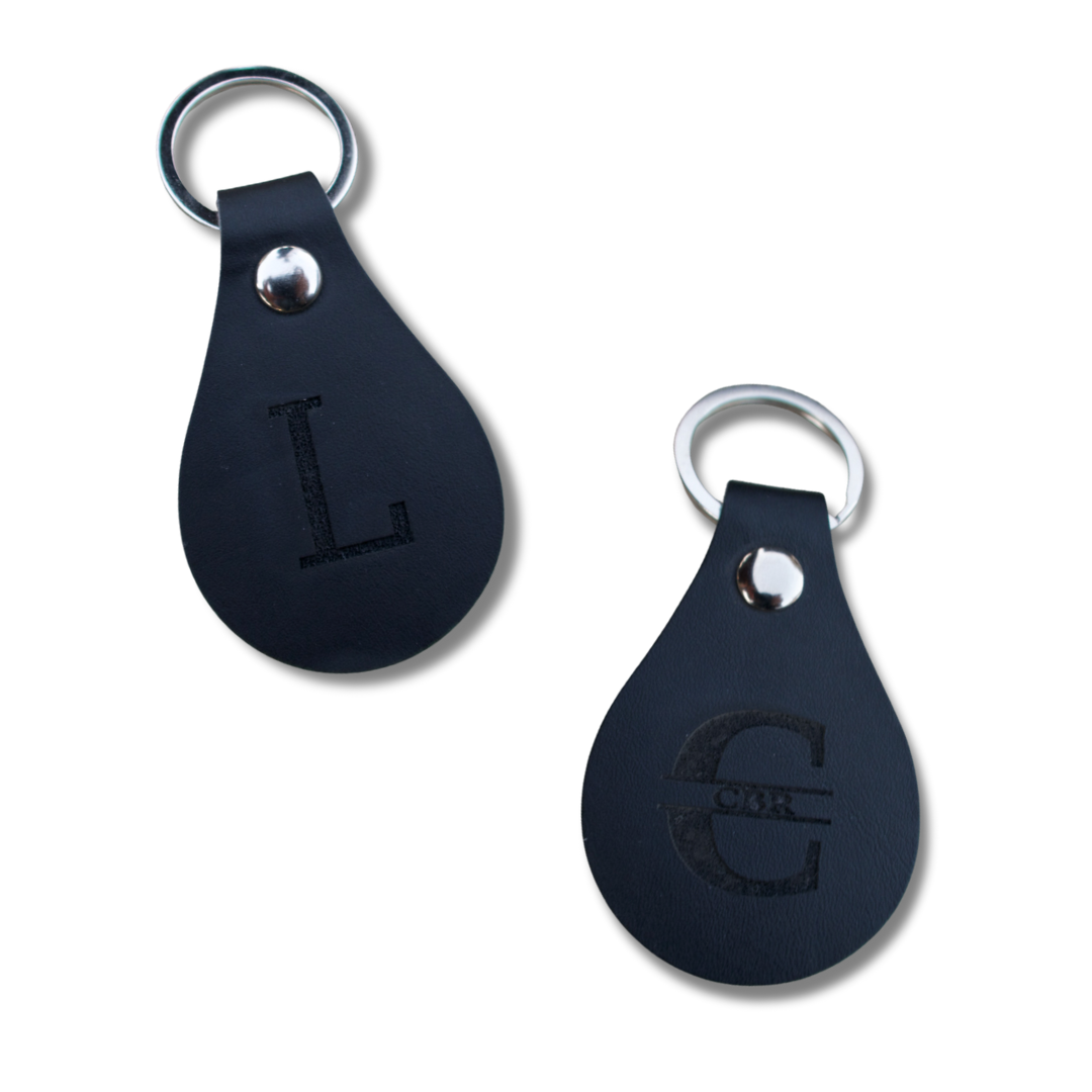 Custom Monogrammed Leather Circle Key Chain